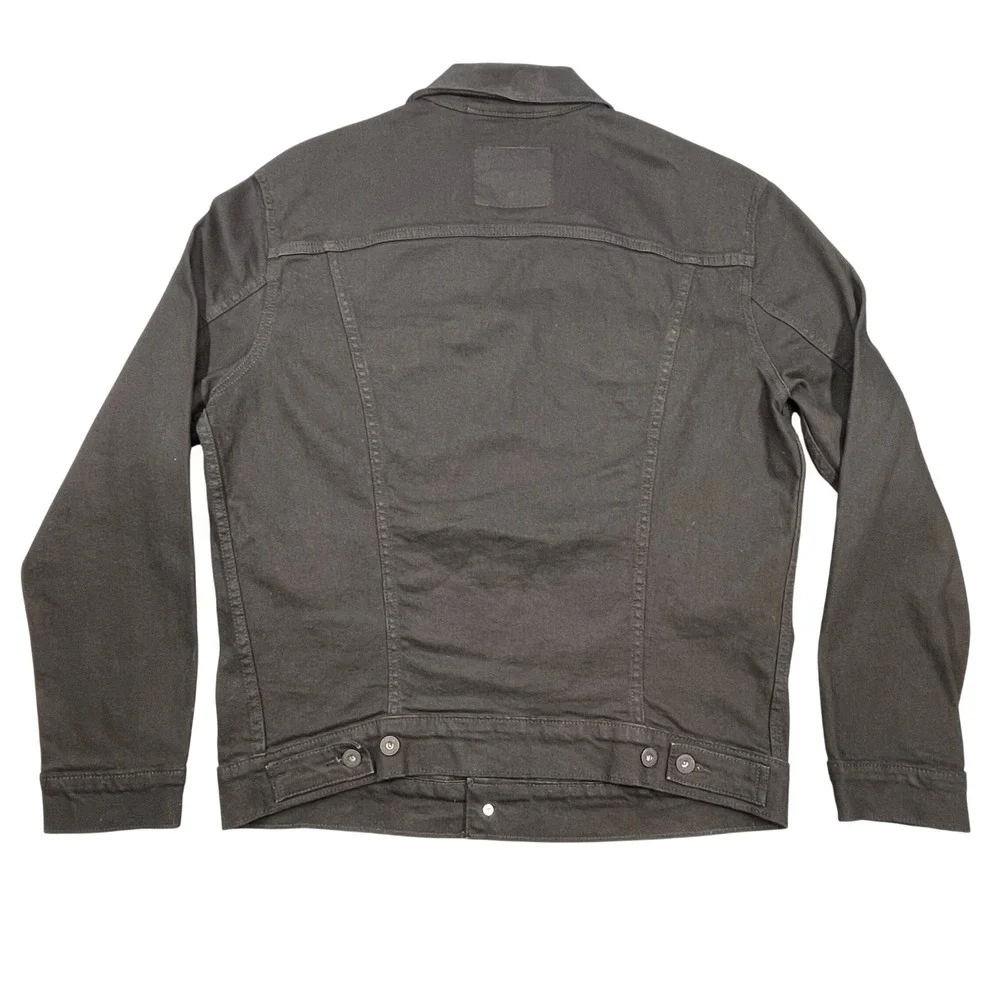 Levi Black Cotton Blend Denim Trucker Jacket Mens Large L 72334-0223